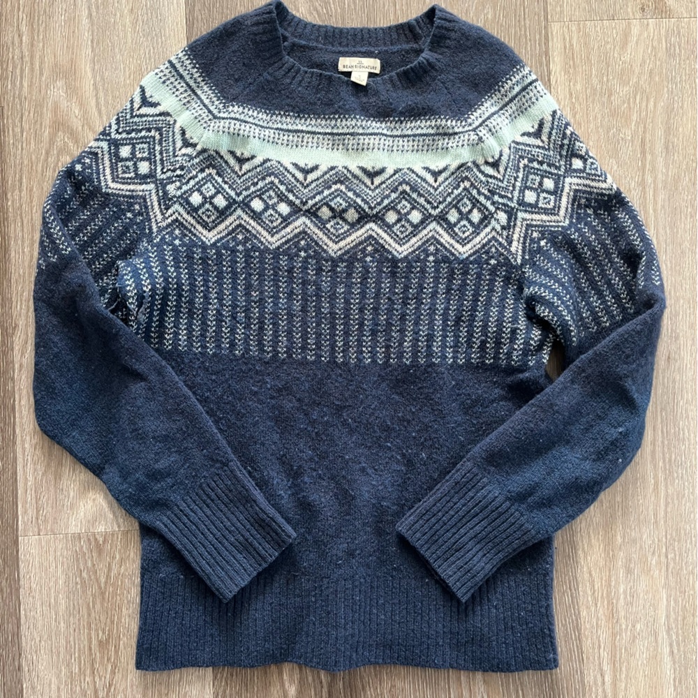 LL Bean Signature wool spandex blend fair isle sweater size small